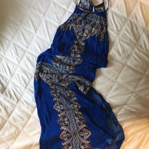 Renee C maxi sundress in royal blue print